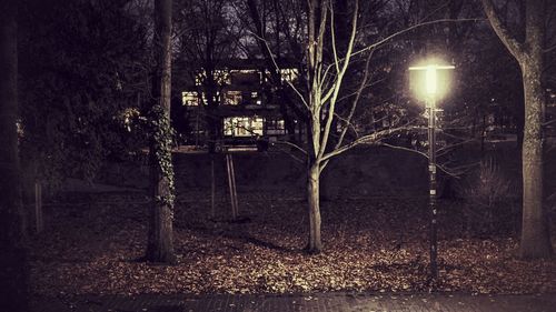 View of abandoned building at night