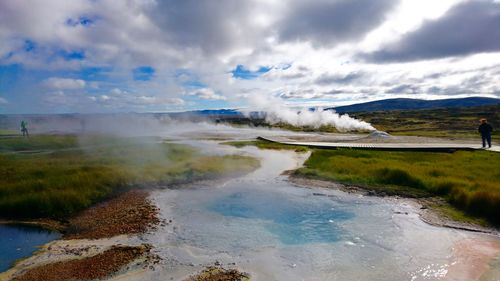 Scenic view of lake against sky