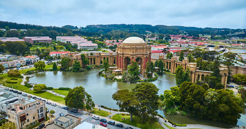 High angle view of buildings in city