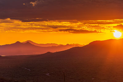 Scenic view of dramatic sky during sunset