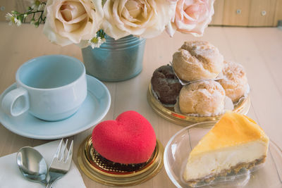 Close-up of cake in plate on table