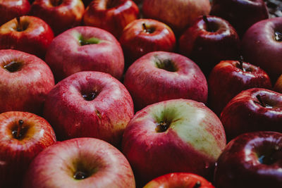 Full frame shot of apples for sale in market