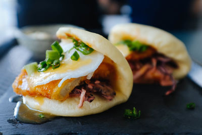 Close-up of tacos on plate