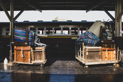 View of empty seats in boat