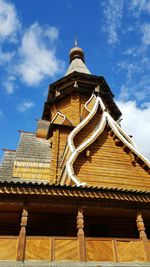 Low angle view of temple against sky