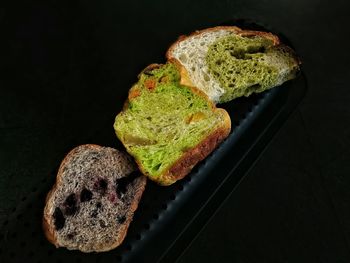 High angle view of bread on plate