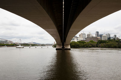 View of bridge over river in city