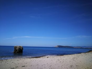 Scenic view of sea against blue sky