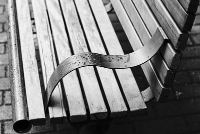 High angle view of park bench