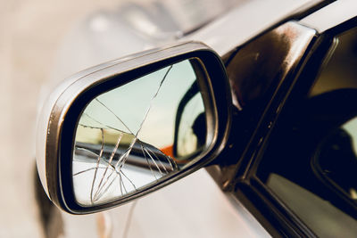 Close-up of side-view mirror