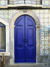 Closed door of building
