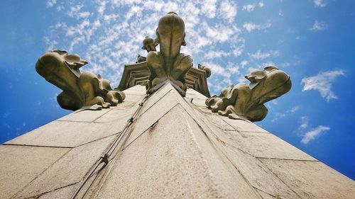 Low angle view of statue against sky