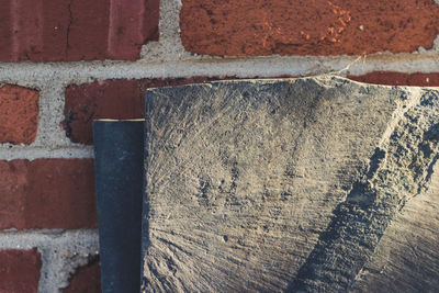 High angle view of brick wall