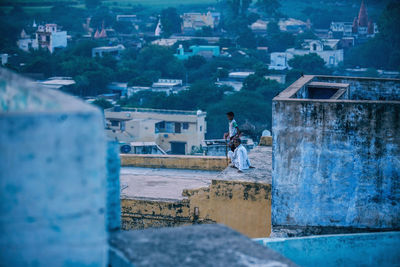 Man working at construction site in city