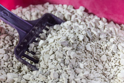 Close-up of chopped bread in container