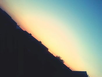 Buildings against sky at sunset