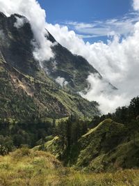 Scenic view of mountains against sky