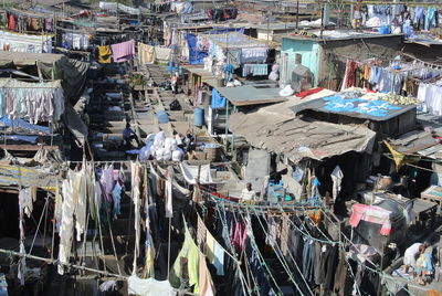 Aerial view of clothes drying