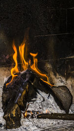 Close-up of bonfire at night