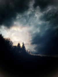 Low angle view of silhouette trees against sky during sunset