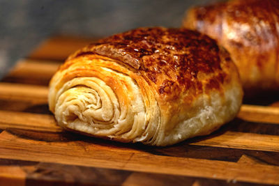 Close-up of bread on cutting board