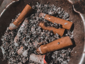 Close-up of cigarette in container