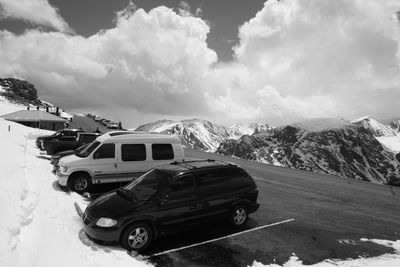 Snow covered mountain road