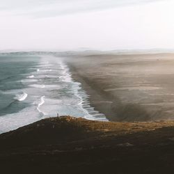 Scenic view of beach against clear sky