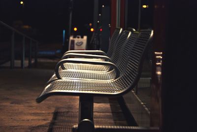 Close-up of empty chairs