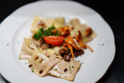 High angle view of meal served in plate