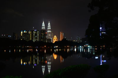 Illuminated city at night