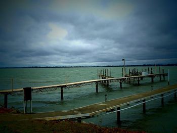 Scenic view of sea against cloudy sky