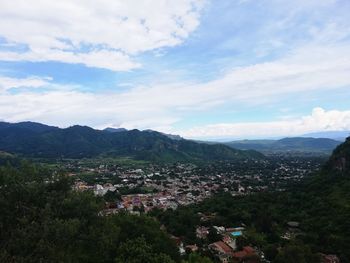 High angle view of townscape against sky