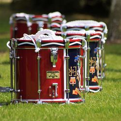 Drums on grassy field