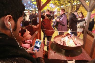 Crowd of people at night