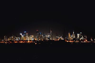 Illuminated city at night