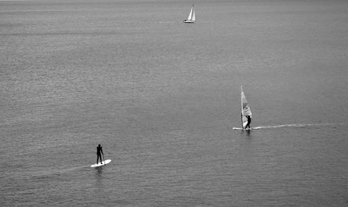 High angle view of watersport at sea