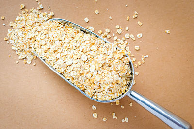 High angle view of breakfast on table