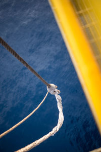 Close-up of boat sailing on sea