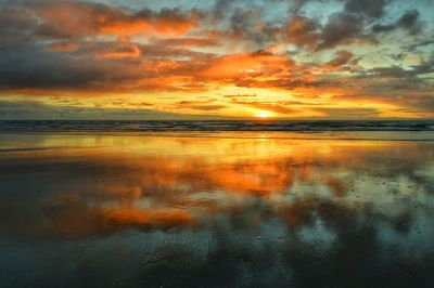 Scenic view of sea at sunset