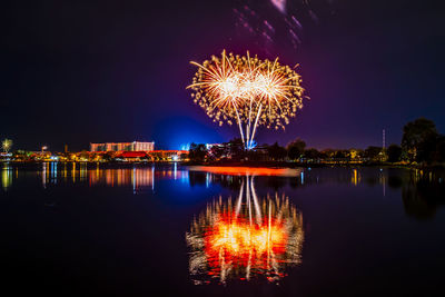 Firework display at night