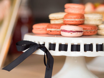 Close-up of cake in plate on table