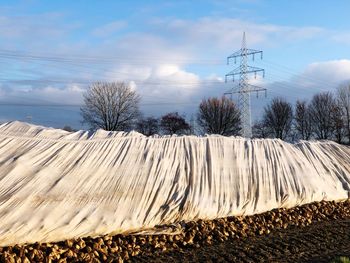 Scenic view of field against sky during winter