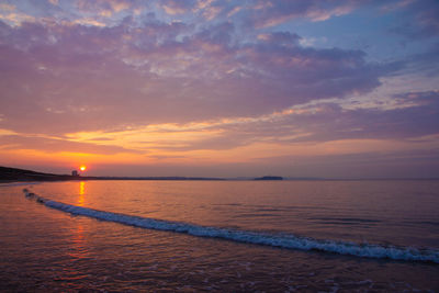 Scenic view of sea against sky during sunset