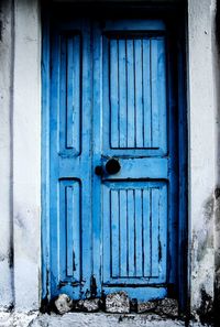 Closed door of old house