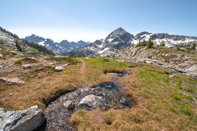 Scenic view of mountains against sky