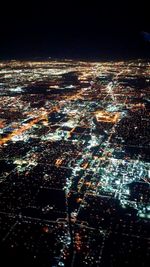 Aerial view of city at night