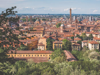 High angle view of townscape against sky