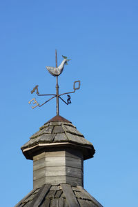 Low angle view of built structure against clear blue sky