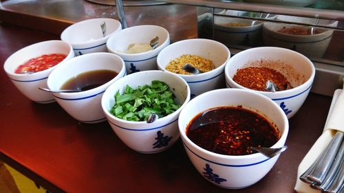 High angle view of food on table